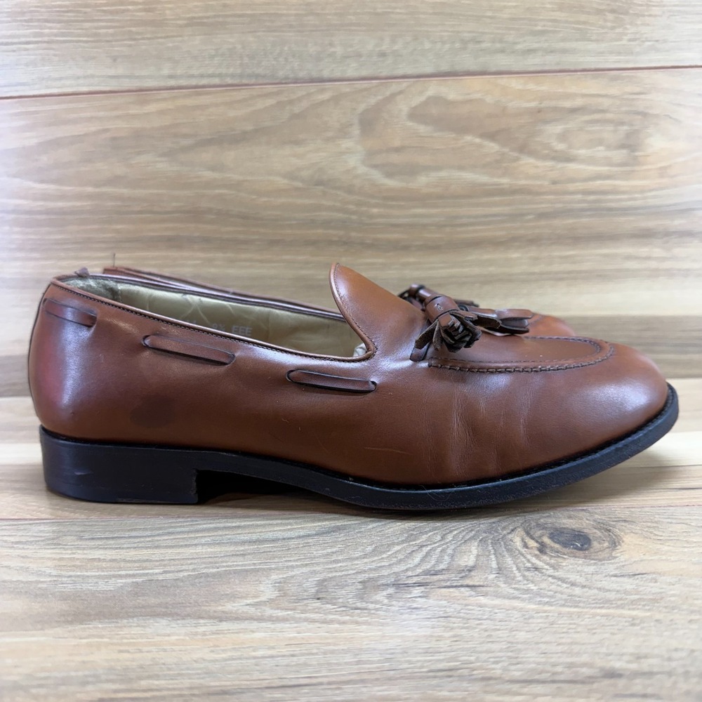Hickey Freeman Tassel Loafers Mens 9.5 EEE Brown Leather Business Formal Dress